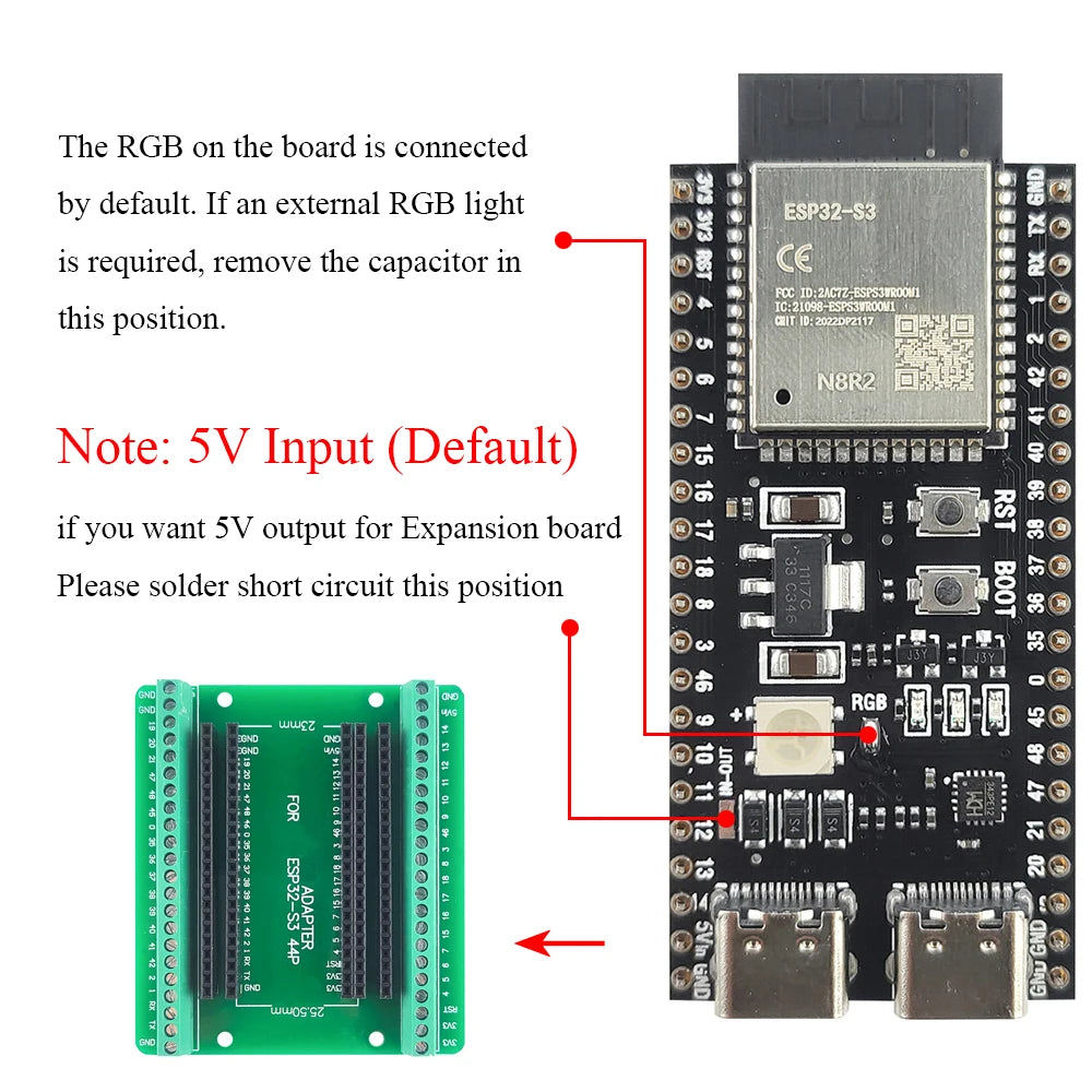 ESP32-S3 Development Board 2.4G Wifi Module for Arduino ESP IDF ESP32-S3WROOM1 N8R2 N16R8 44Pin Type-C 8M PSRAM ESP32 S3