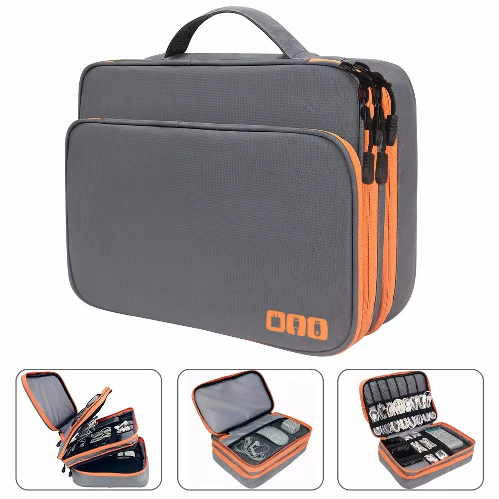 Multi Layer Cable Storage Bag, Electronic Accessories Organizer, Portable Travel Cable Organizer Case for iPad Cable Charger