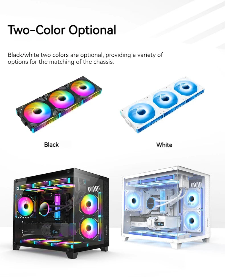 TEUCER JM-1 Computer Case Fan ARGB Mirror Cycle Light Effect 120mm 4Pin PWM PC Cooling Fan Low Noise Water Cooling Ventilador