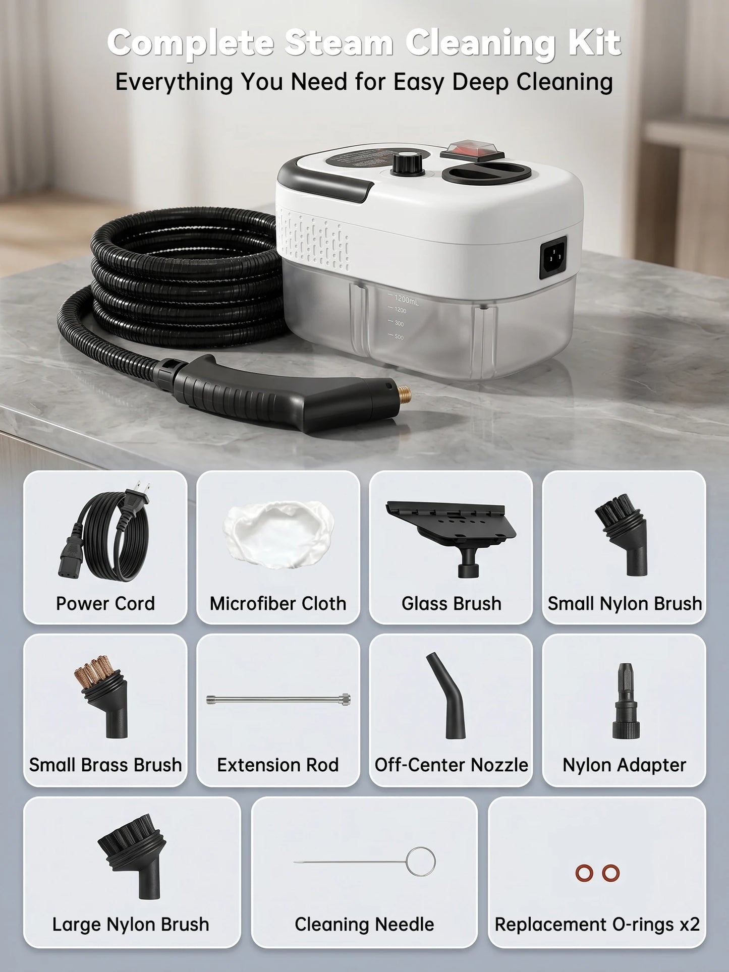 2500W High Temperature Steam Cleaner 110V Portable Handheld Steam Cleaning Machine With Multiple Accessories US Plug