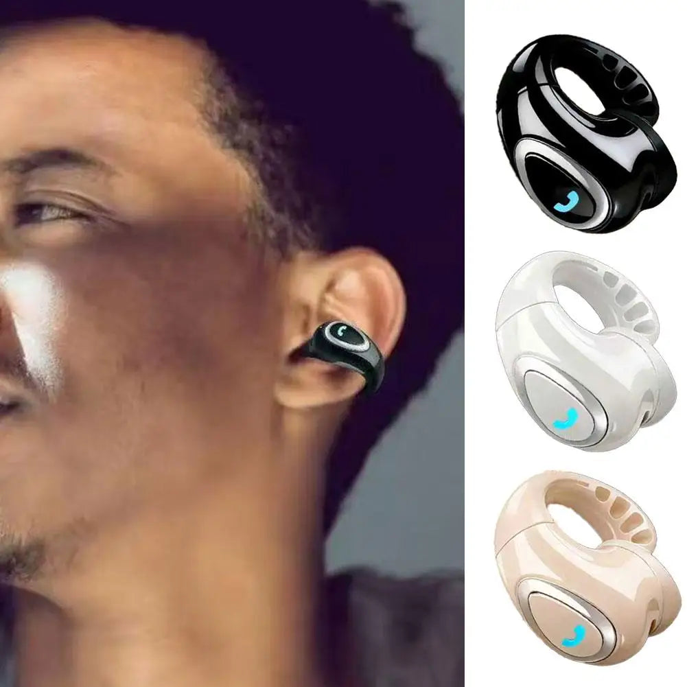 Bluetooth Wireless Ear-clip Single Headphone Open-Ear Air Conduction Earbuds Clip-On Single Headset HIFI Stereo Sound Earphone