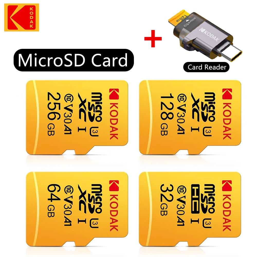 Kodak Micro SD Card 256GB 128GB 64GB 32GB Class10 U3 V30 High Speed Memory Card for Phone Tablet Camera