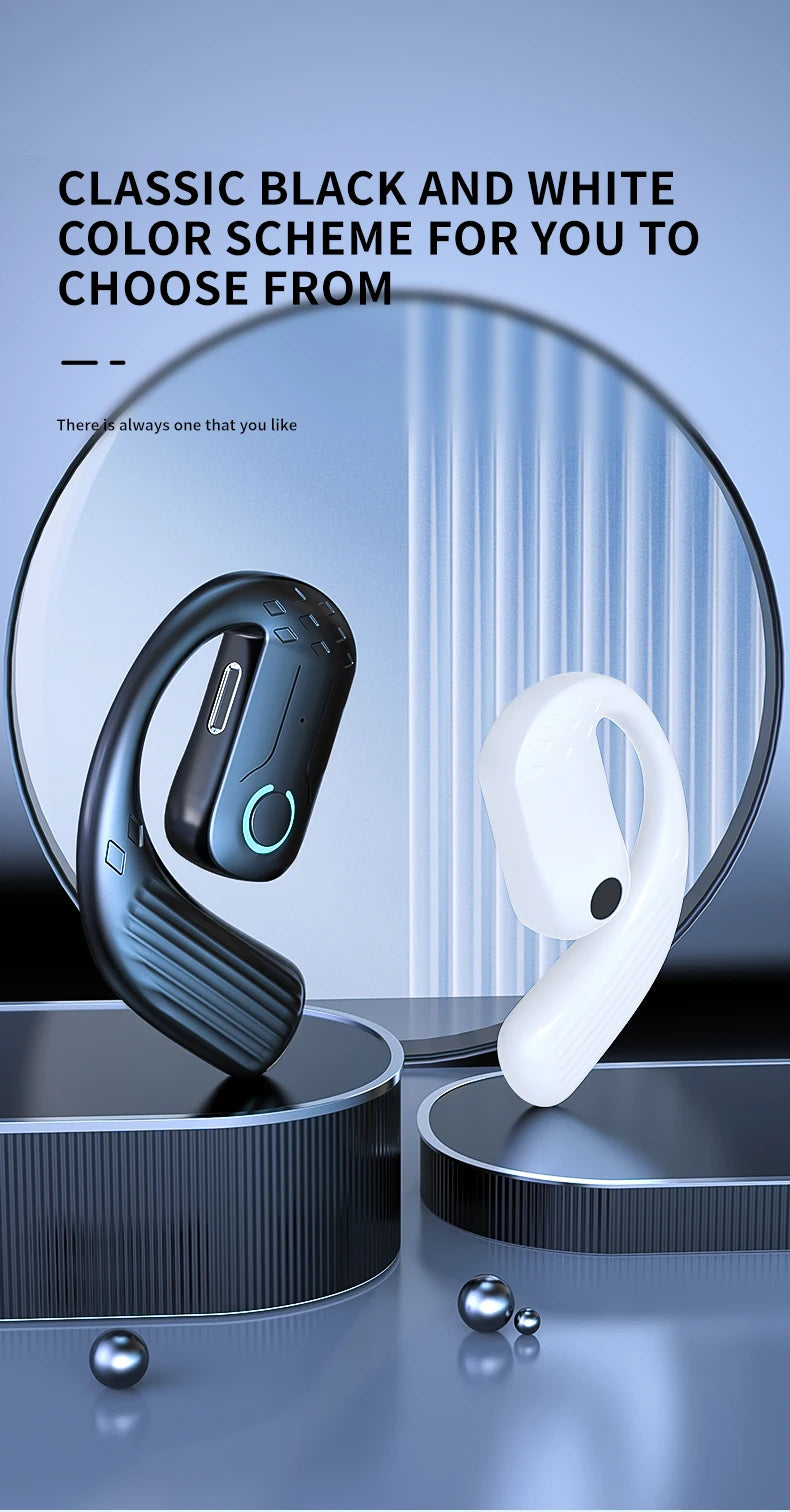 Bluetooth 5.4 Open Wireless Earphone 180° Rotation Adjustable Left Right Ear Universal Headset With Mic For Sport Business Music