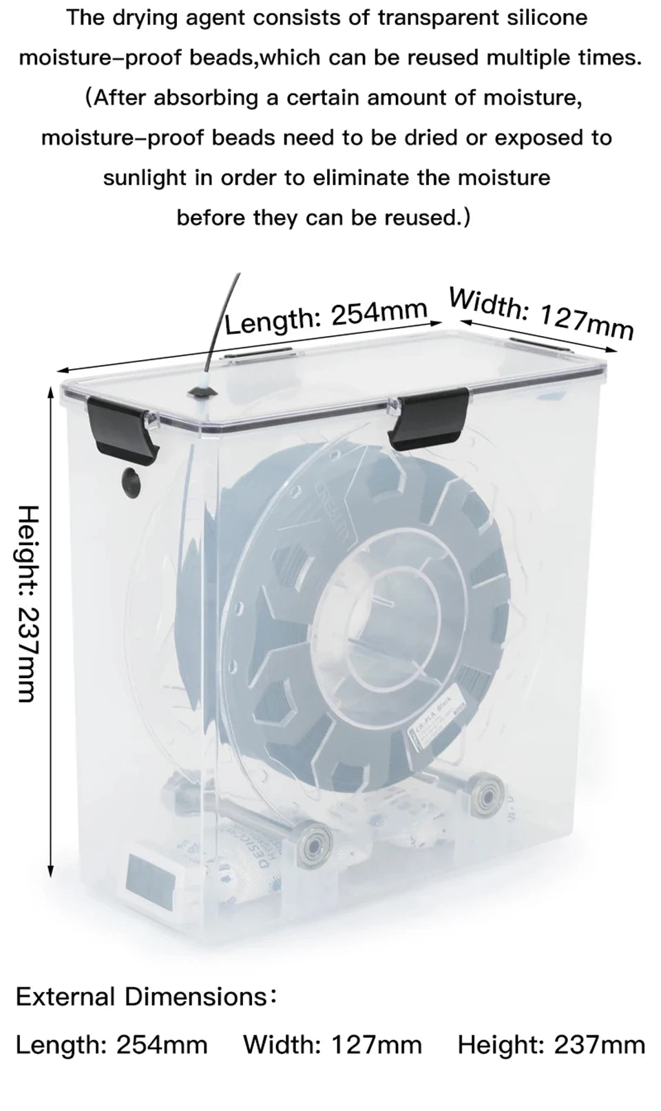 3D Printer Parts Filament Dryer Box Airtight And Moisture-Resistant Real-Time Monitoring for 3D Printer Tools Storage Box Holder