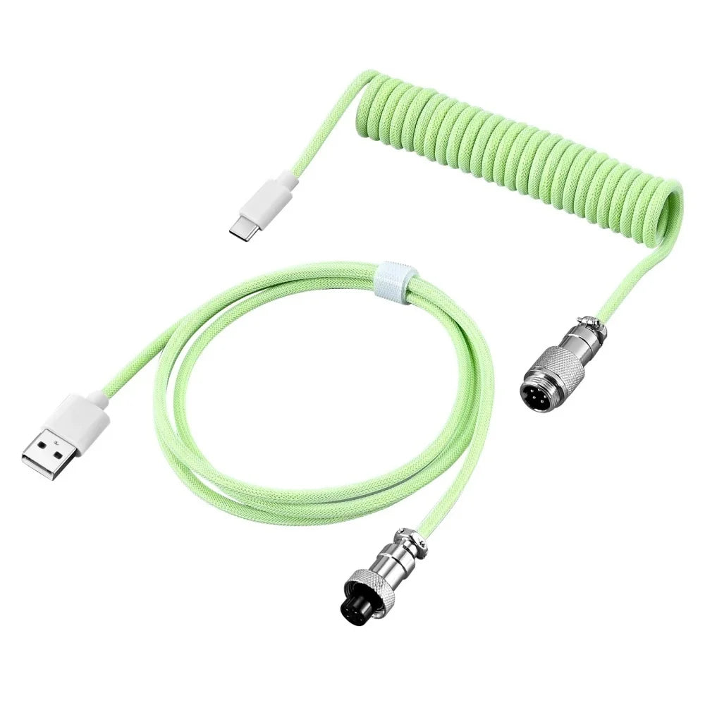 Mechanical Keyboard Coiled Cable Detachable USB C Aviator Connector Coiling Cable Desktop Computer Gaming Keyboard Accessories
