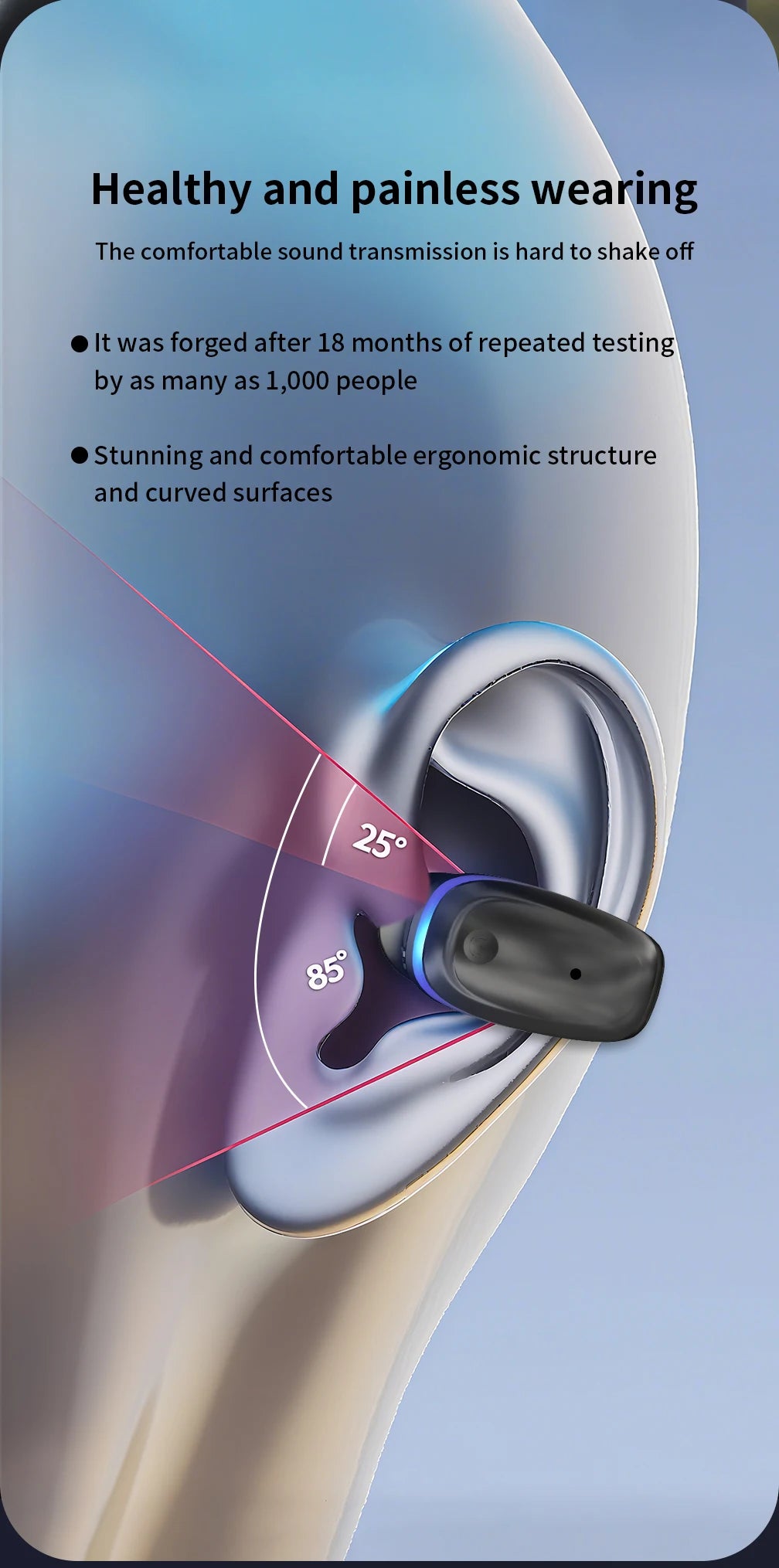 Bone Conduction 5.3 Wireless Bluetooth Headset Talking Clip-on Headset Long Time Wear Without Pain Ultra Long Battery Life
