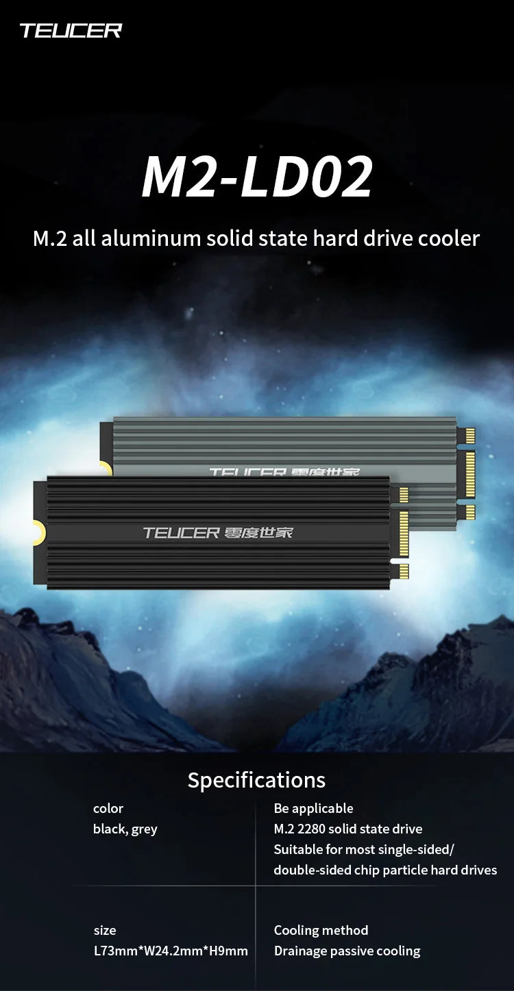 M.2 SSD NVMe Heatsink 2280 Aluminum Radiator with Thermal Pad  Solid State Drives Cooling Accessories Thickness 9mm Can Use PS5