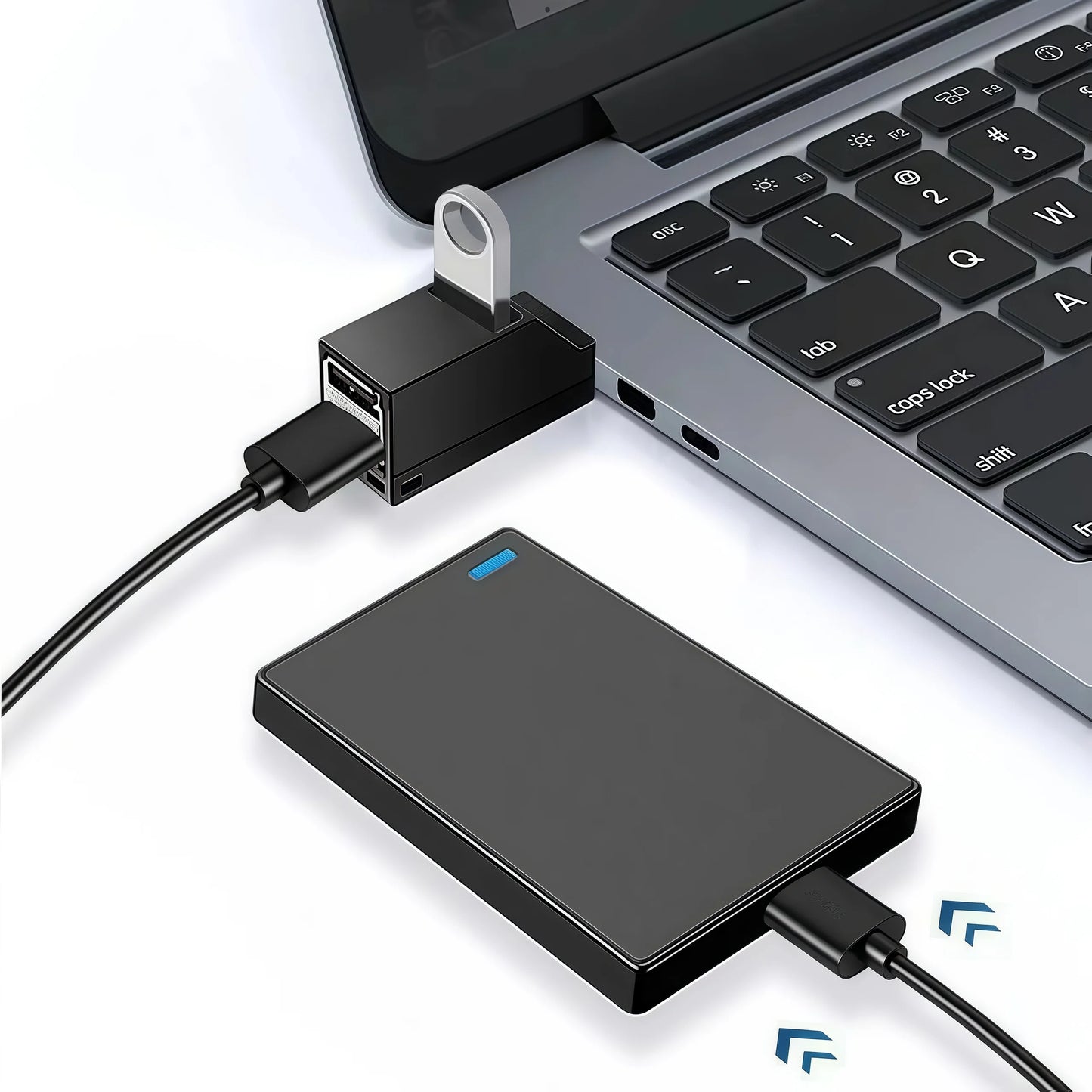 USB 3.0 Hub 4-Port Adapter - High Speed Data Transfer (5Gbps) for PC/Laptop/Mac - Compact USB Splitter for Flash Drive, Mouse