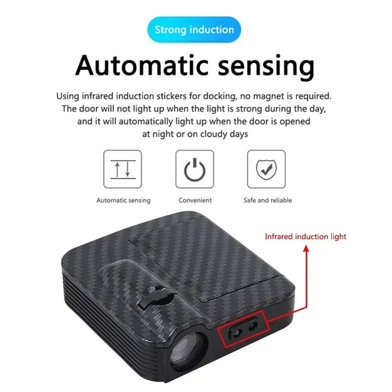 Wireless HD Laser Car Door Projector - 2/4pcs, Auto Accessory, No Wiring Required, Battery-Powered,  for Easy Night Entry
