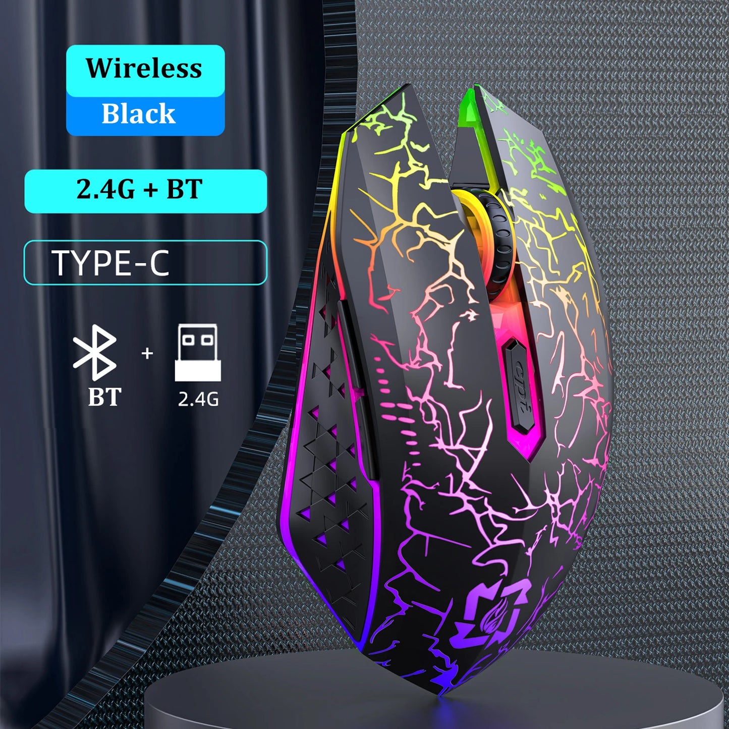 Bluetooth 5.2 Mouse RGB 2.4G Wireless Mouse Dual-Mode Gaming Mouse 6 Buttons Silent Mouse For MacBook Tablet Laptops Computer