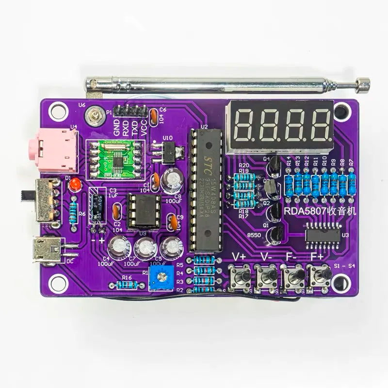 DIY FM Radio Electronic Kit 87-108MHz Adjustable Frequency Digital Display Soldering Project Practice Solder RDA5807S