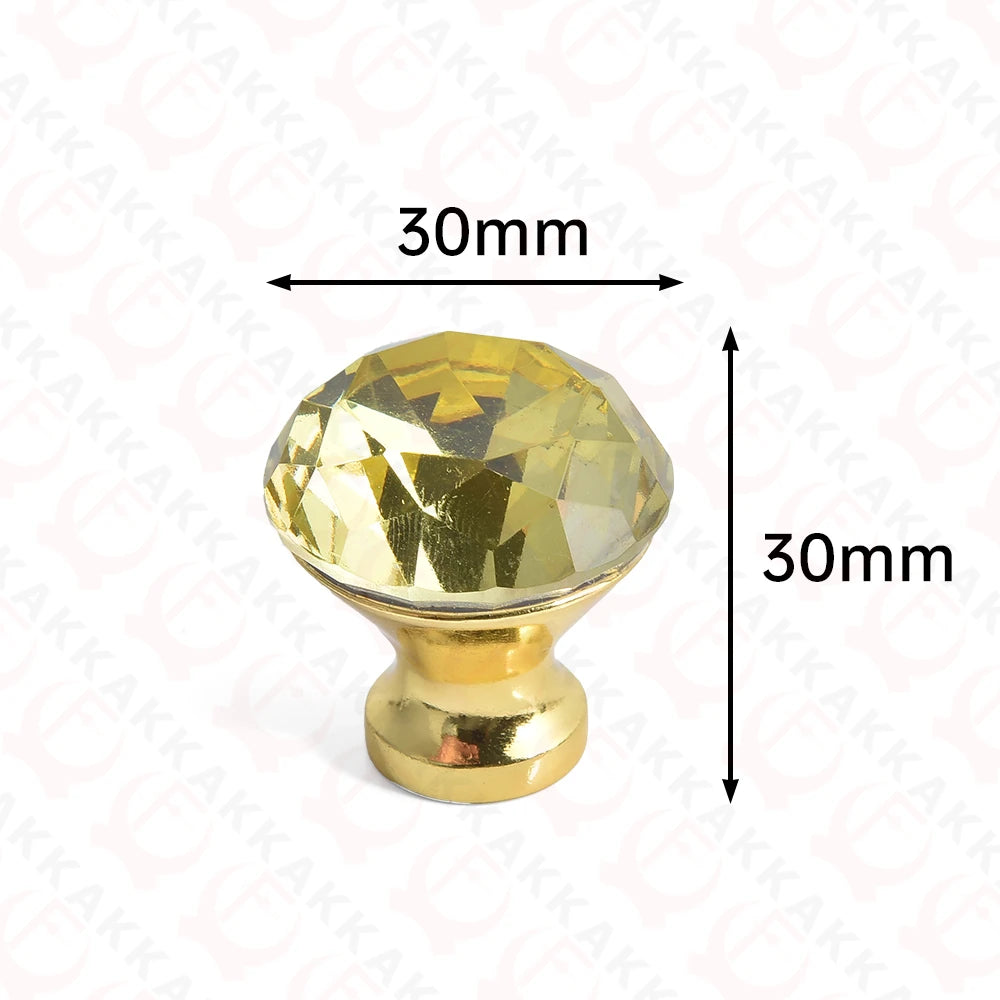 KAK Gold Diamond Crystal Glass Cabinet Knobs and Handles Cupboard Door Pulls Zinc Alloy Kitchen Handle Furniture Door Hardware