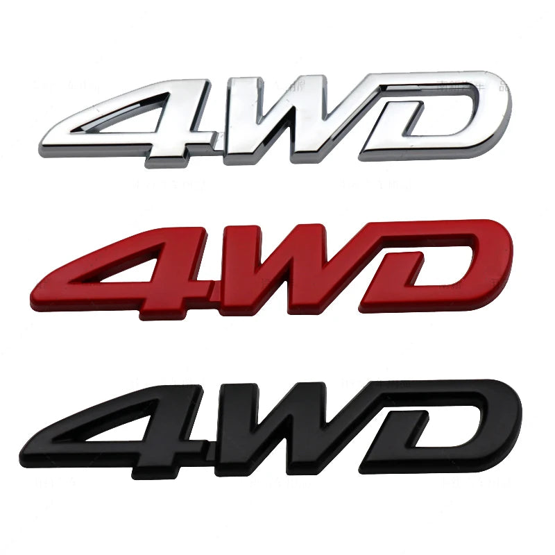 3D Metal 4WD Logo Decals Emblem Badge Car RearTrunk Fender Adhesive Badge Body Sticker ForToyota RAV 4 Hyundai Honda Accessories
