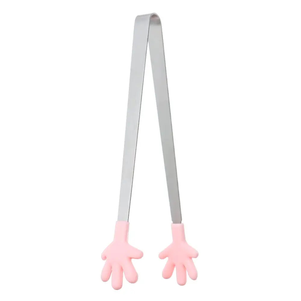 1pc Creative Silicone Stainless Steel Mini Snack Food Tongs Non-slip Handles BBQ Bread Ice Cube Clip Kitchen Accessories