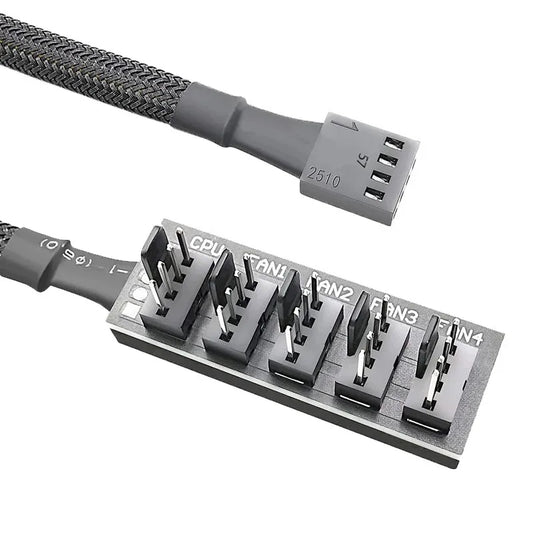 1 to 5 PWM Fan Hub PC CPU Cooling 4PIN Fan Power Cable Hub Adapter Sleeved Case Splitter for Computer Cooler Case Fans