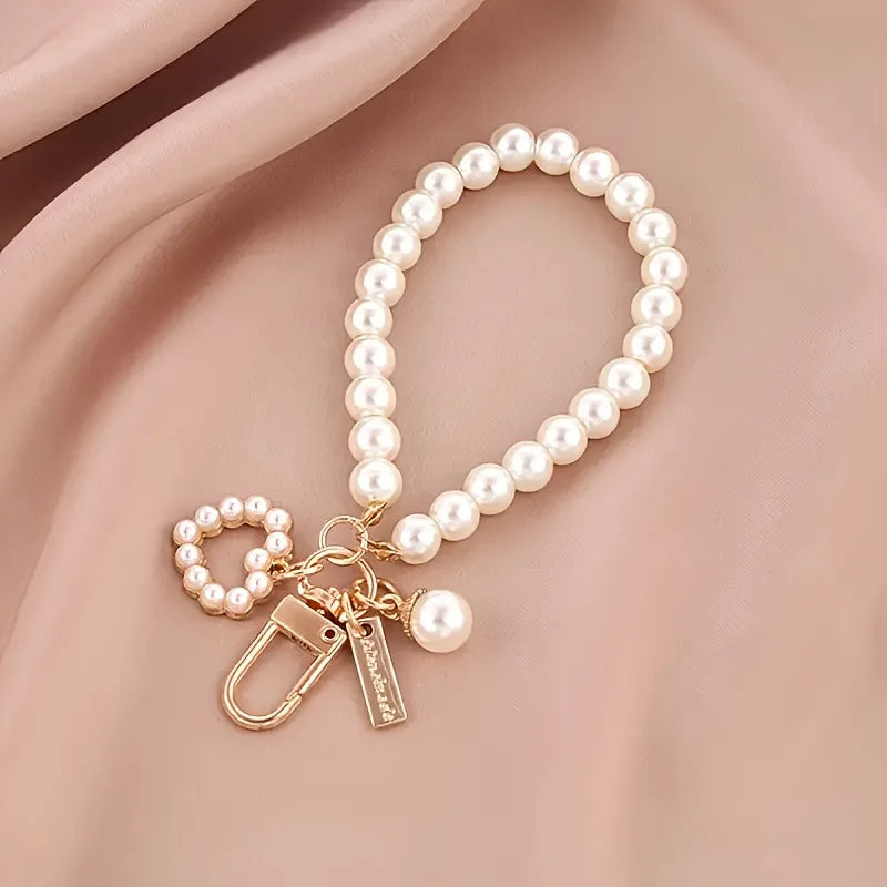 ZAKOL Shiny Pearl Shell Keychain Cute Pendant For Women Girls Bag Backpack Car Key Phone Charm Accessory