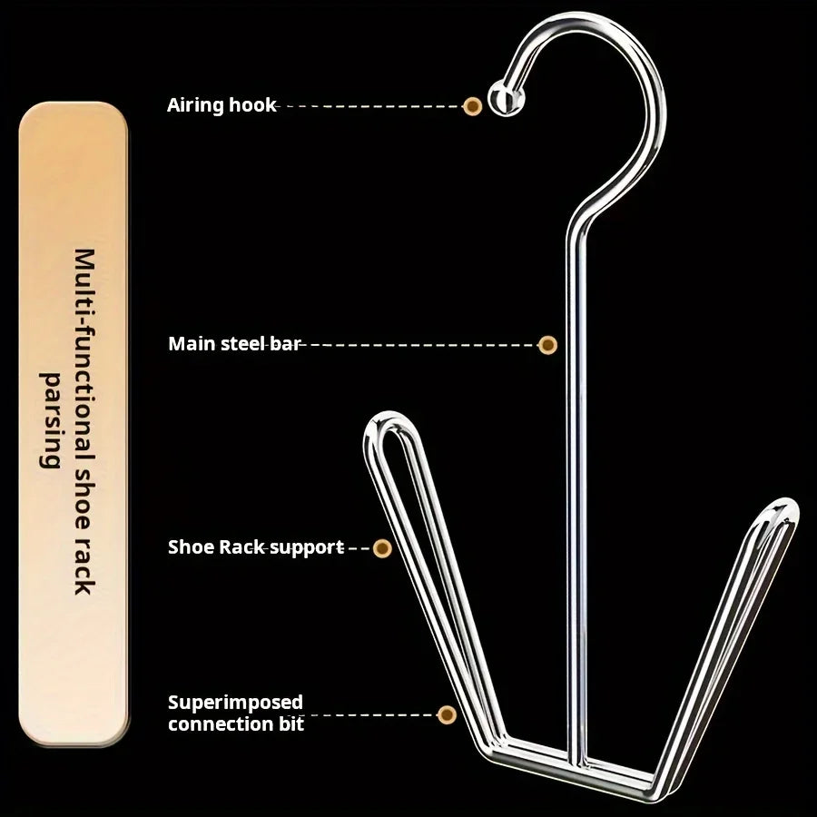 1/3pcs Stainless Steel Shoe Rack Hangers Metal Storage Box Space-Saving with Closet Hooks Silver Home Laundry Accessories