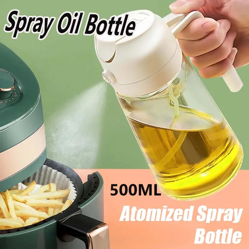 2 in 1 Pour Spray Sprayer Kitchen Fryer Air Spray Oil Dispenser Bottle for Olive Oil Cooking Frying BBQ Camping Large Capacity