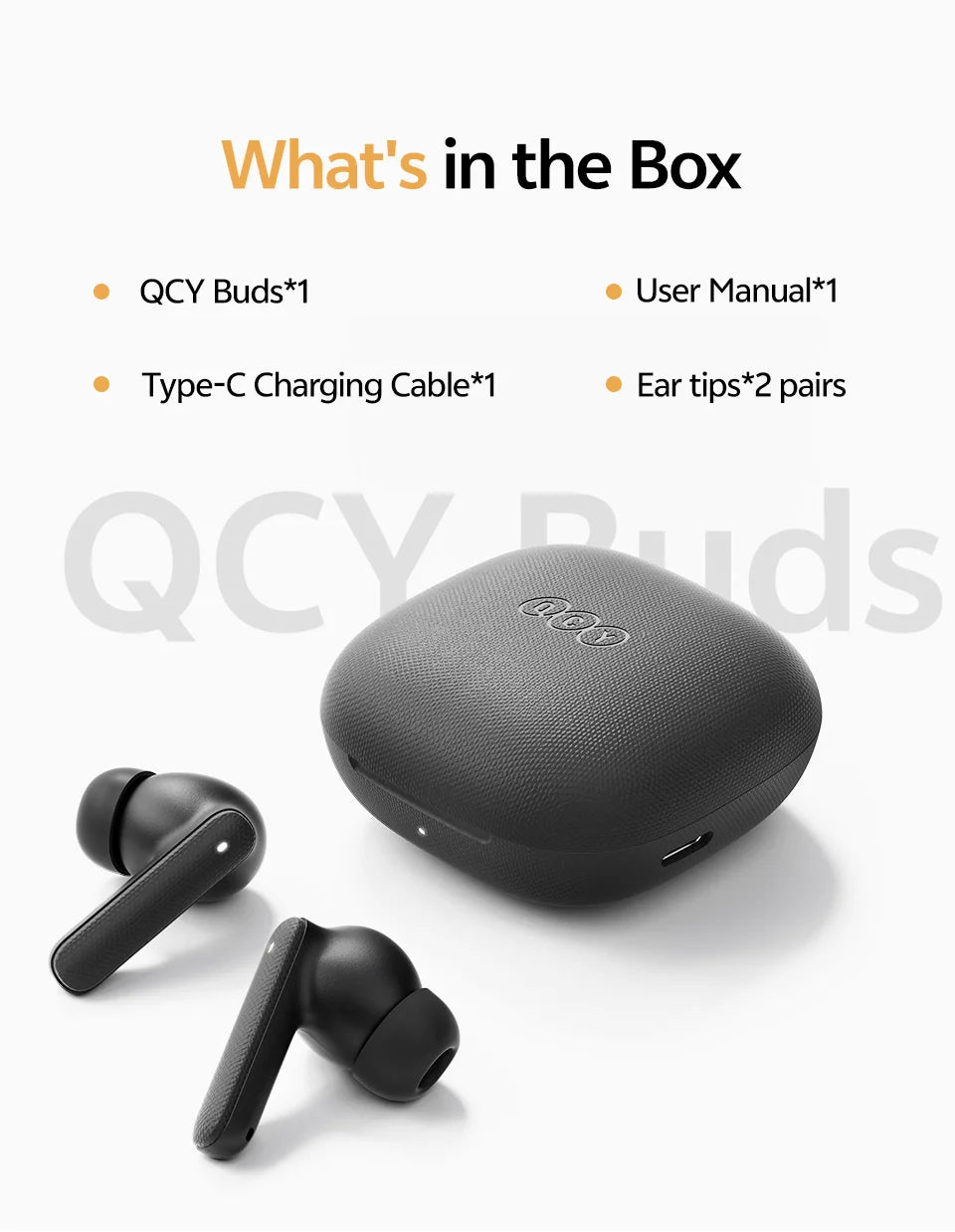 QCY Buds TWS Bluetooth 5.3 Wireless Earphones 10mm Dynamic Driver AI Wind Noise Reduction Earbud 0.68S Low Latency 35H Headphone