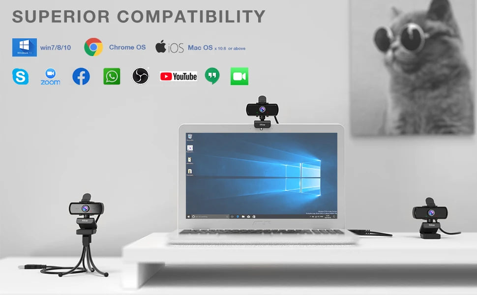 FIFINE 1440p Full HD PC Webcam with Microphone, Tripod, for USB Desktop & Laptop, Live Streaming Webcam for Video Calling - K420