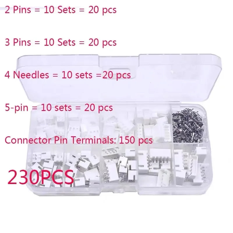 230 Pieces 2/3/4/5p Male and Female Pin Terminal Kit Housing Pin Header  XH-2.54 4Value Connectors Adaptor
