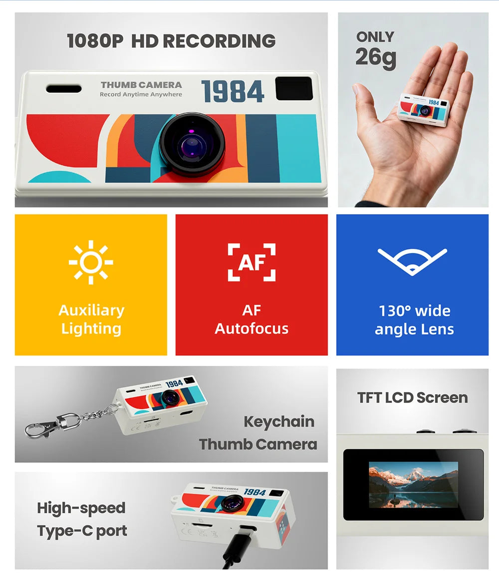 G6 Thumb Keychain Camera 0.96inch Mini Action Camera Retro Support Memory Card 1080P Very Small Camcorder Video Recorder 2026