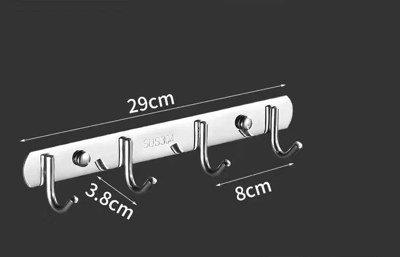 Stainless Steel Hook Hooks Toilet Clothes Hook Kitchen Supplies Hanger Punch-free Hook Rack