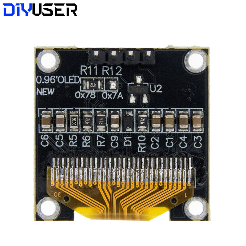 0.96 Inch OLED Display Module I2C IIC Serial White Screen 128x64 SSD1306 Driver Board Compatible with ESP32 STM32