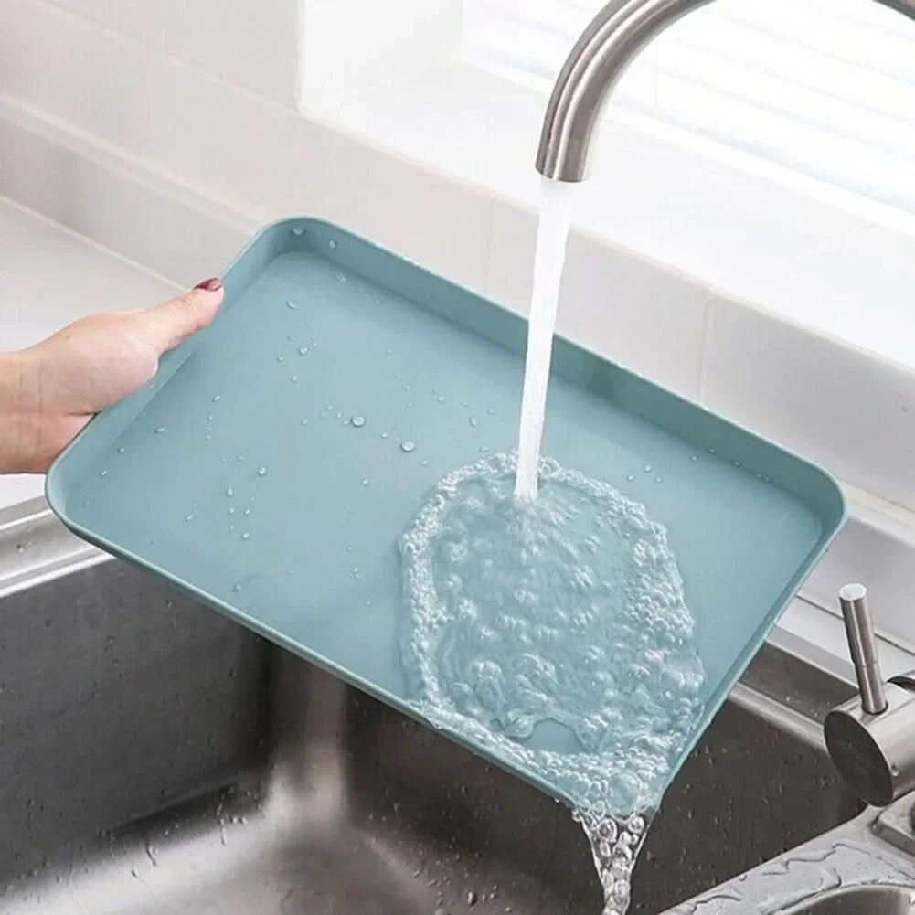 Restaurant Plastic Serving Tray Home Tea Fruit Dessert Tray Anti-Slip Resistant Food Cooking Storage Tray Kitchen Organizer