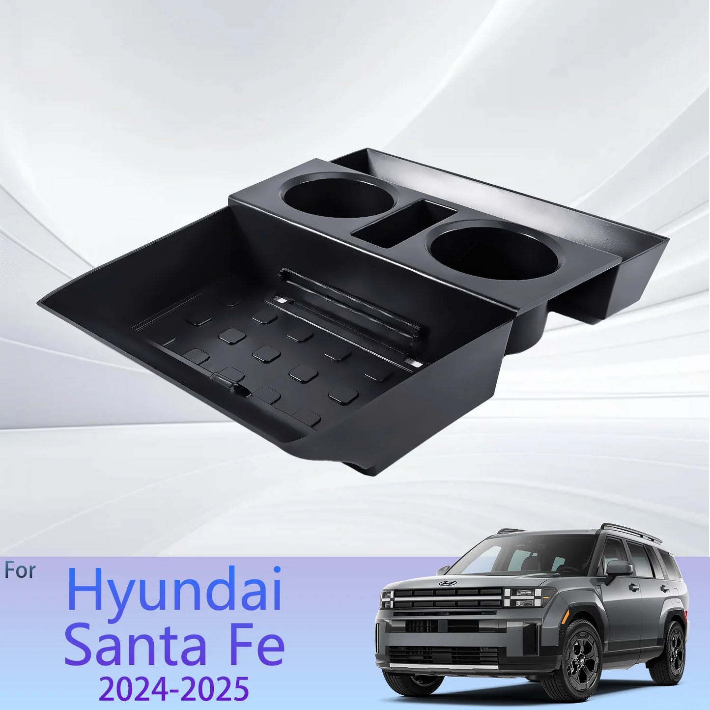 For Hyundai Santa Fe 2024 2025 Car Center Console Box Central Lower Layer Storage Tray Organizer Stowing Tidying Accessories