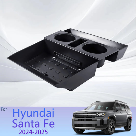 For Hyundai Santa Fe 2024 2025 Car Center Console Box Central Lower Layer Storage Tray Organizer Stowing Tidying Accessories