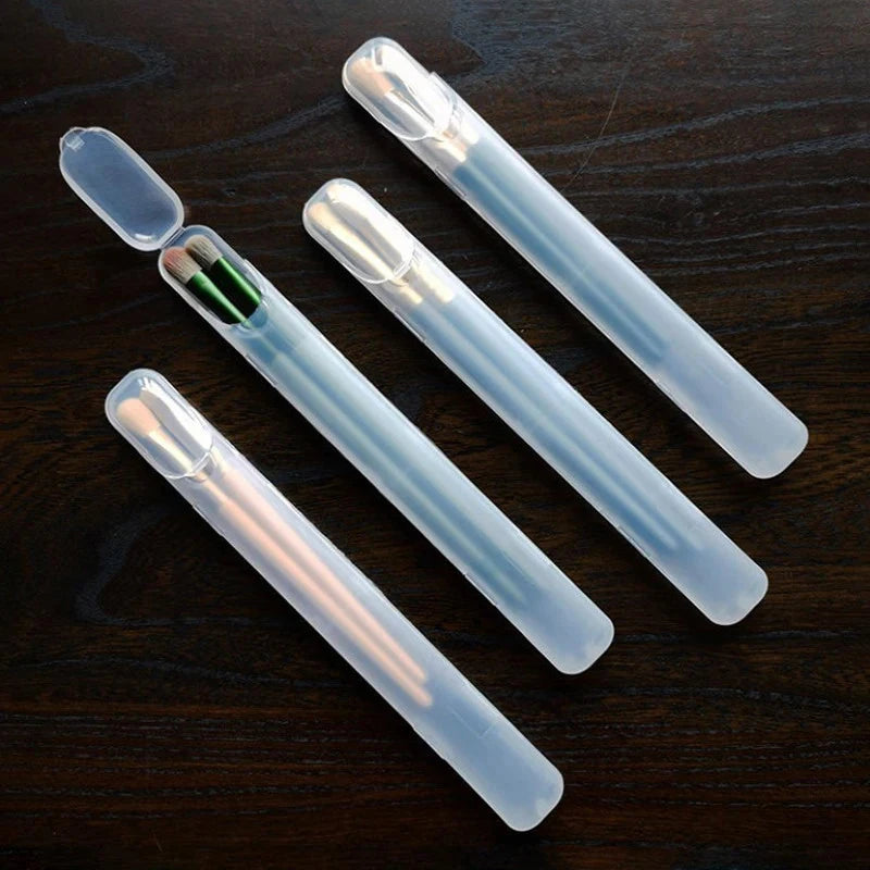 1pc Portable Makeup Brush Organizer Eyebrow Pencil Tableware Chopsticks Transparent With Cover Storage Box Kitchen Accessories