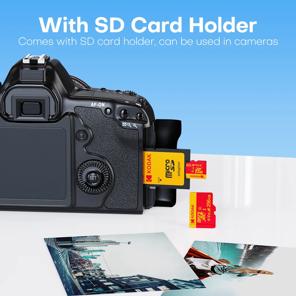 KODAK 128GB Micro SD Card U3 V30 256GB 64GB 32GB 4K High Speed TF Card for Phone Camera Drone Original TYPE-C Reader