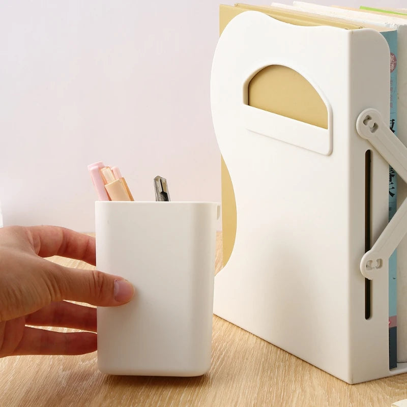 Back to School Desktop Bookshelf Adjustable Telescopic Bookends Book Organizer Stand for Desk Book Storage Rack for Students
