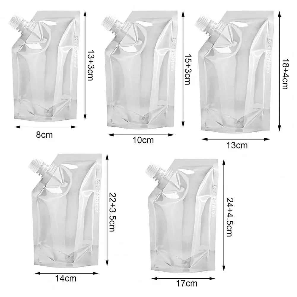 10Pcs 350ML-1000ML Wine Liquor Pouch Food Transparent PET Sneak Alcohol Flask Hide Drinking Bag Funnel Kitchen