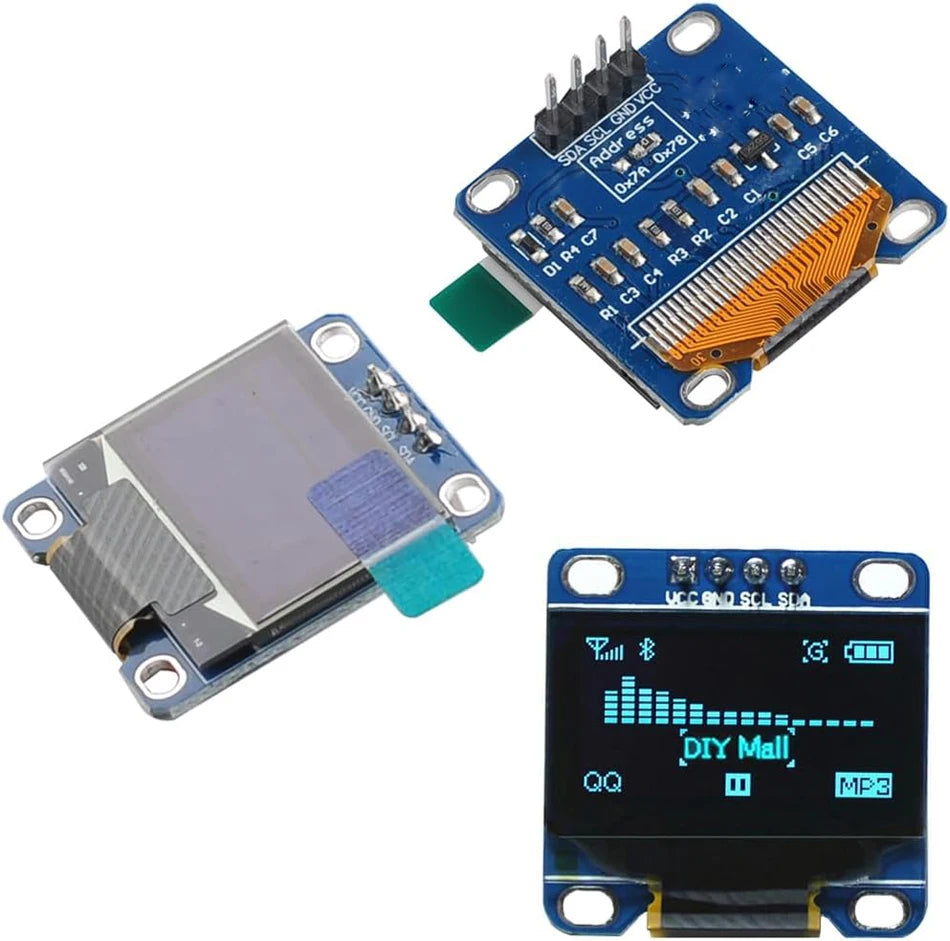 0.96" Inch OLED Display Screen Module I2C IIC 128x64 SS - D - 1306 3.3V-5V Blue/blue Yellow/White for Arduino ESP32 ESP8266