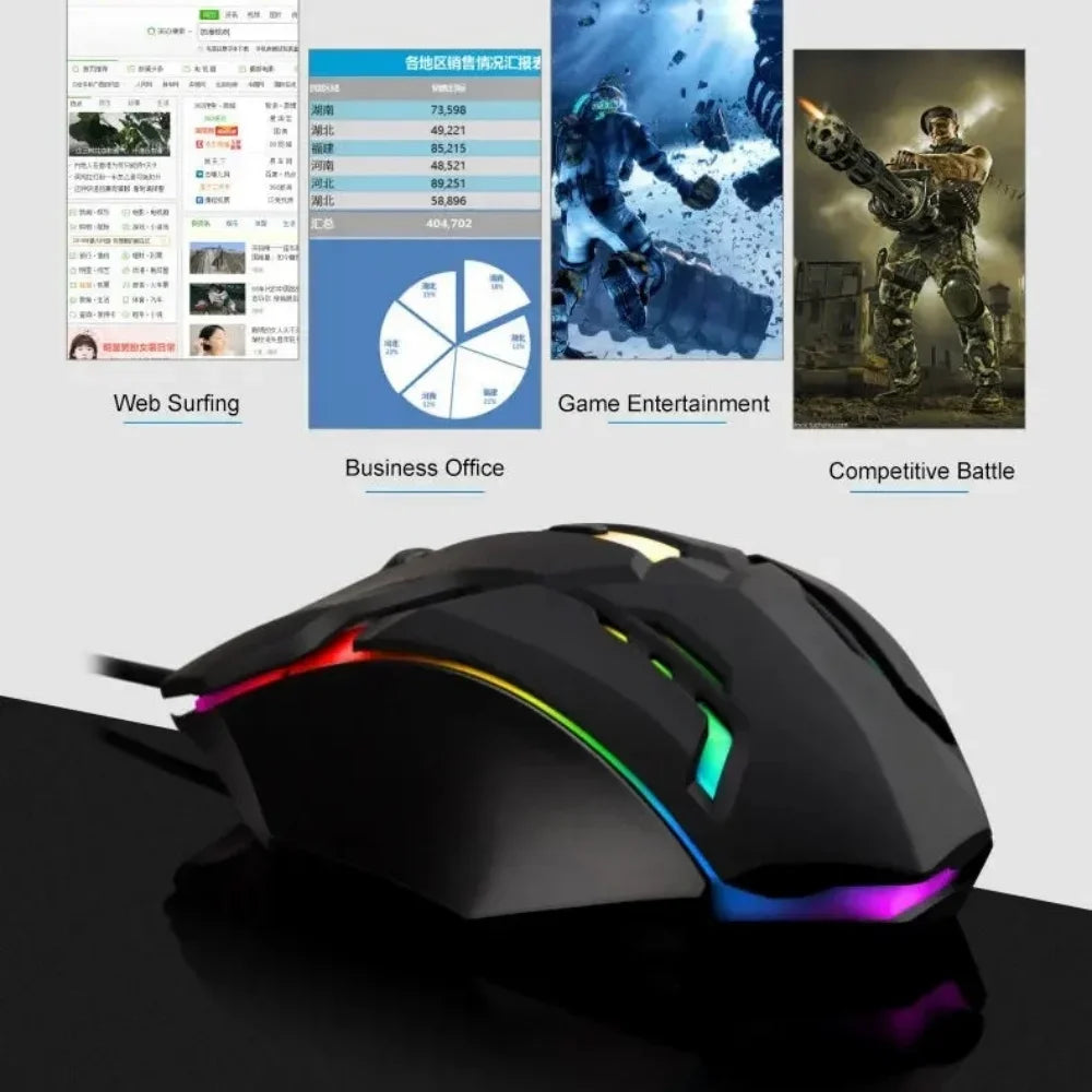 USB RGB Breathing Light Effect Gaming Mouse Wired Mouse Mice Professional Optical Wired Mouse For Computer Laptop PC Home Office