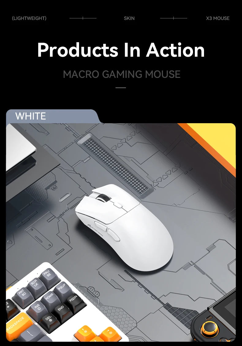 R1 Attack Shark Lightweight Wireless Mouse, 18000dpi,1000Hz PAW3311,Bluetooth Tri-mode Connection, Macro Gaming Mouse @3C1