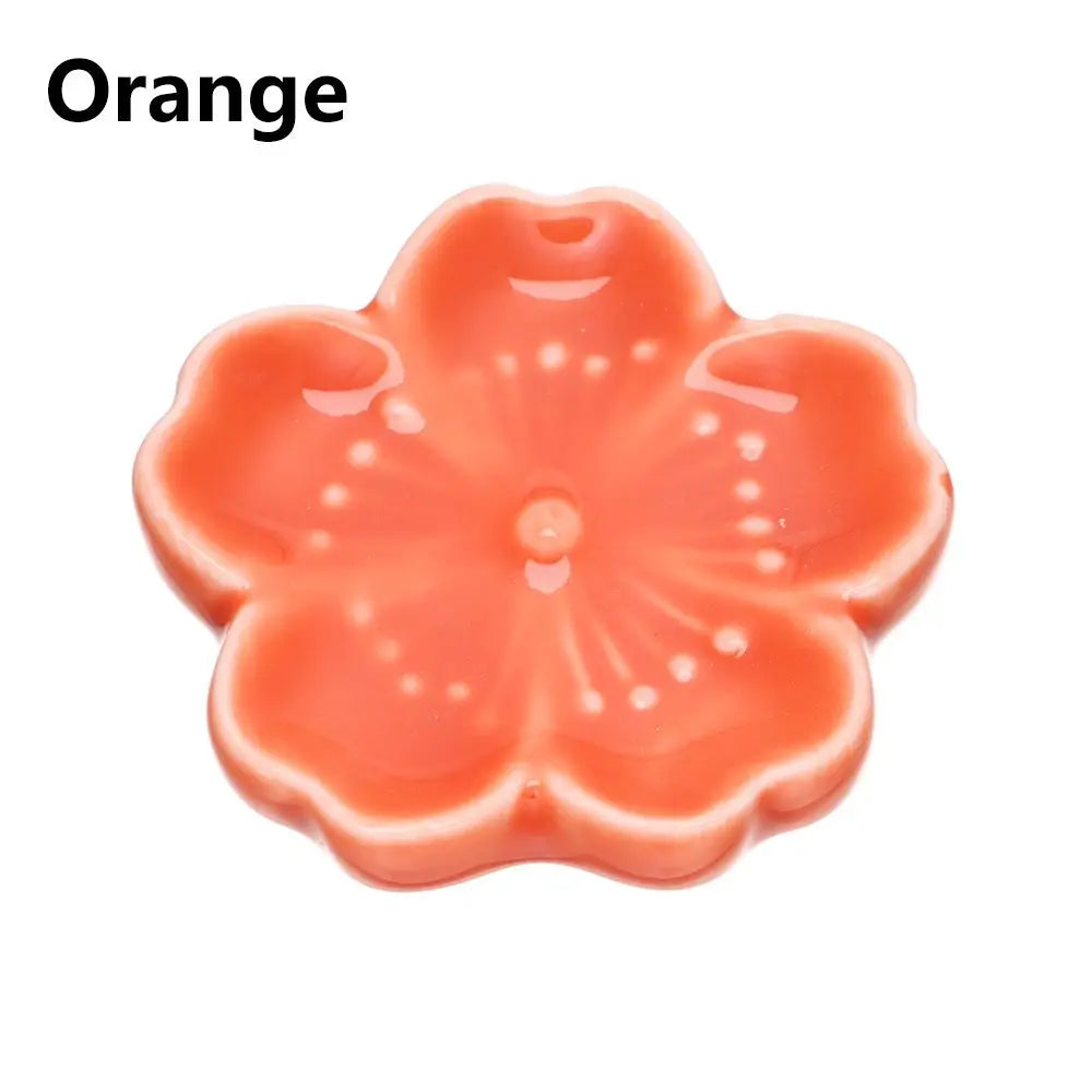 New Cute Colorful Ceramic Chopsticks Holder Sakura Blossoms Spoon Fork Chopstick Rest Tableware Stand Kitchen Dining Accessories