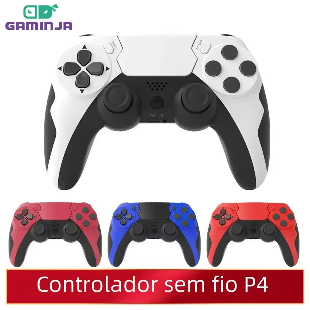 GAMINJA Wireless Controller Bluetooth Gamepad Double Vibration 6Axis Joypad Touchpad Microphone Earphone Port For PS4 PS3 PC