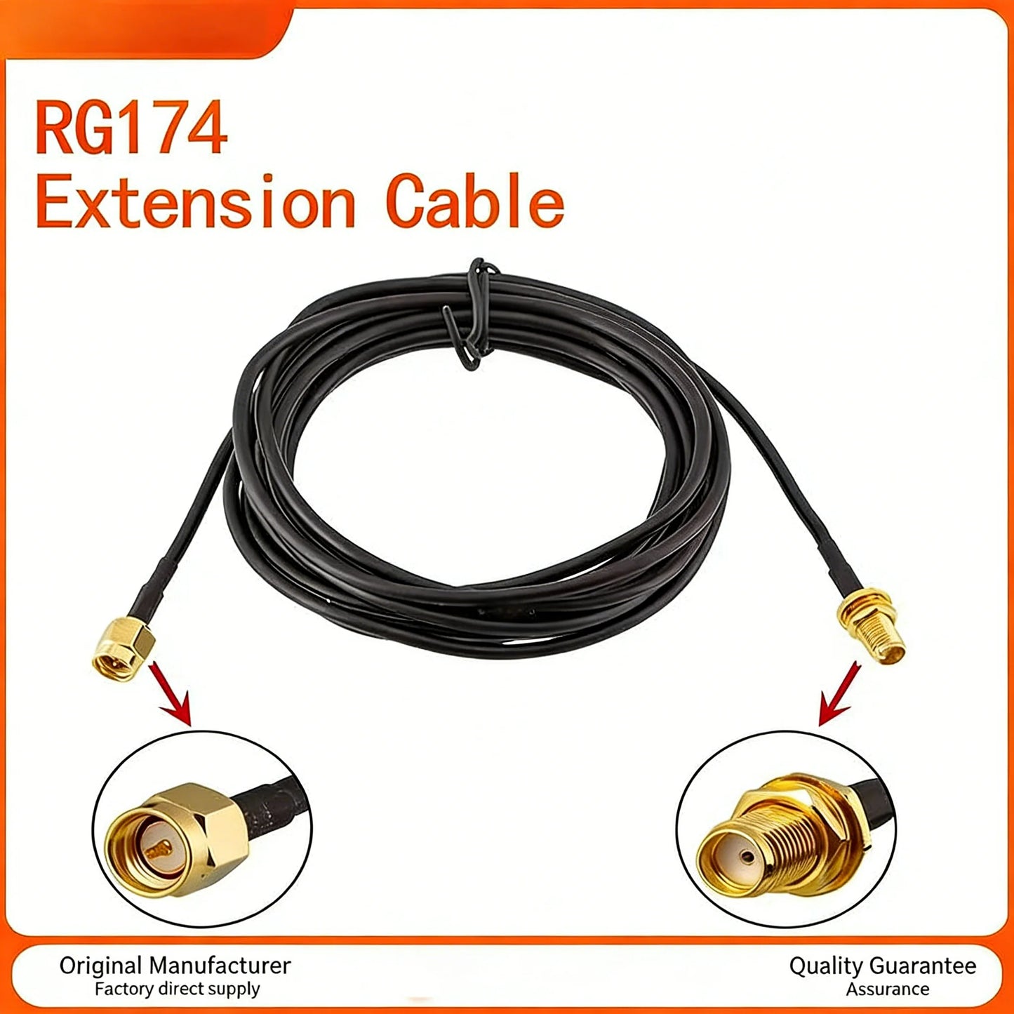 RP-SMA To SMA Male Female Extension Cable RG174 Coaxial Wire For WiFi Antenna Router Network Card