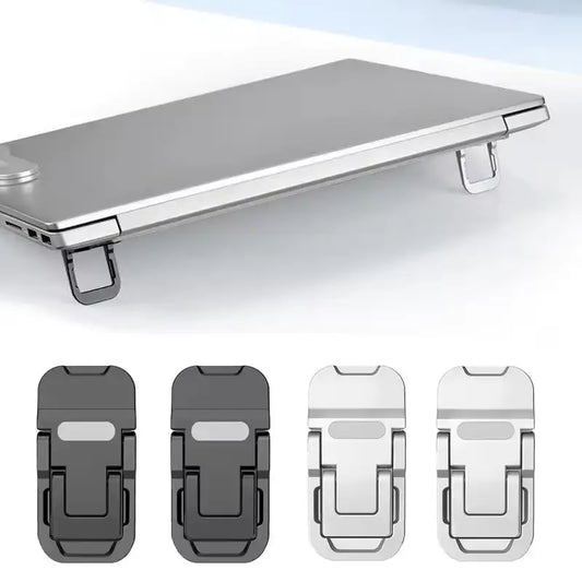 2PCS Mini Foldable Laptop Stand Portable Computer Keyboard Riser with 2 Adjustable Angles Self-Adhesive Invisible Notebook Stand