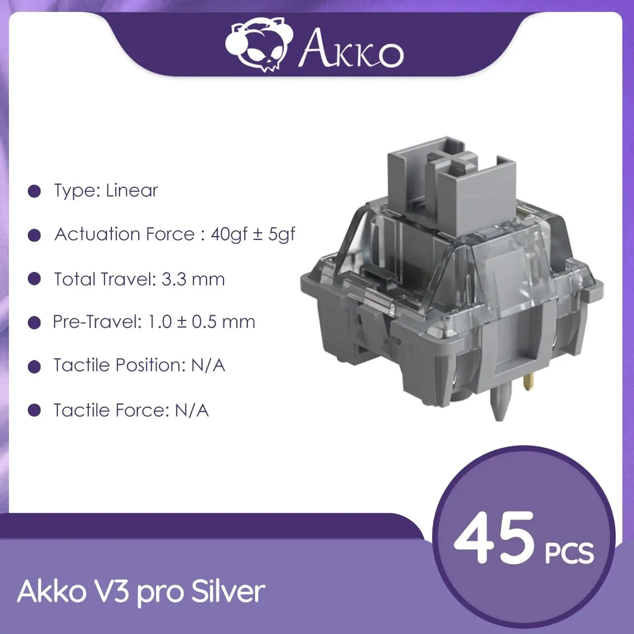 Akko V3 Pro Switches Tactile / Linear Switch for Mechanical Keyboard 45Pcs Pack Replaceable Outemu Gateron Cherry MX Keyswitch