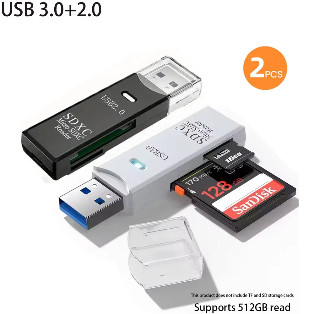 2-in-1 Multi Functional  USB 3.0 Card ReaderMiniSD TFMemoryCardReaderUSBFlashDrive CardreaderAdapter For PCLaptops Accessories