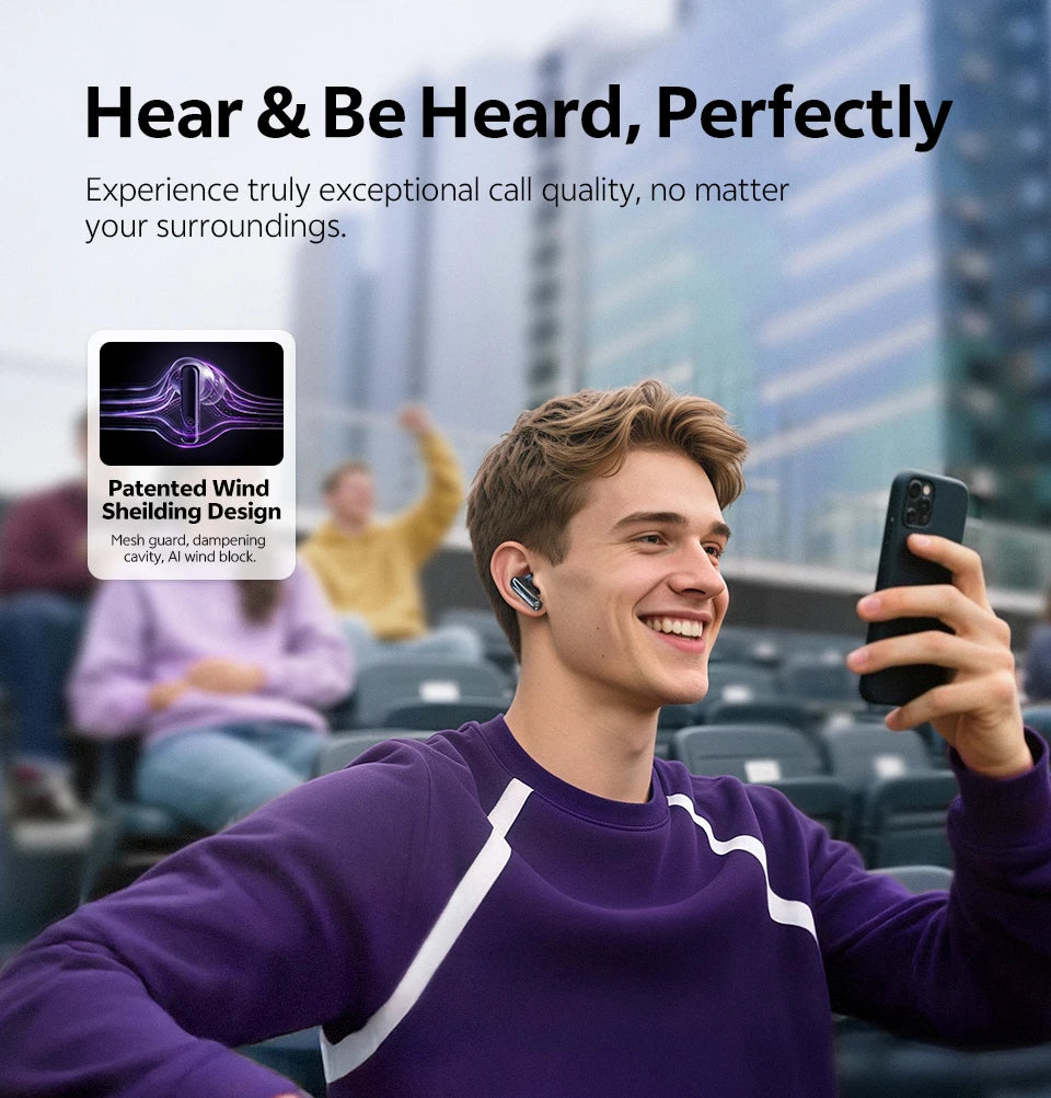 QCY MeloBuds N70 Adaptive ANC Wireless Earbuds Bluetooth 6.0 LDAC Hi-Res Audio 6 Mics Wireless Charging Earphones 50Hrs IPX5