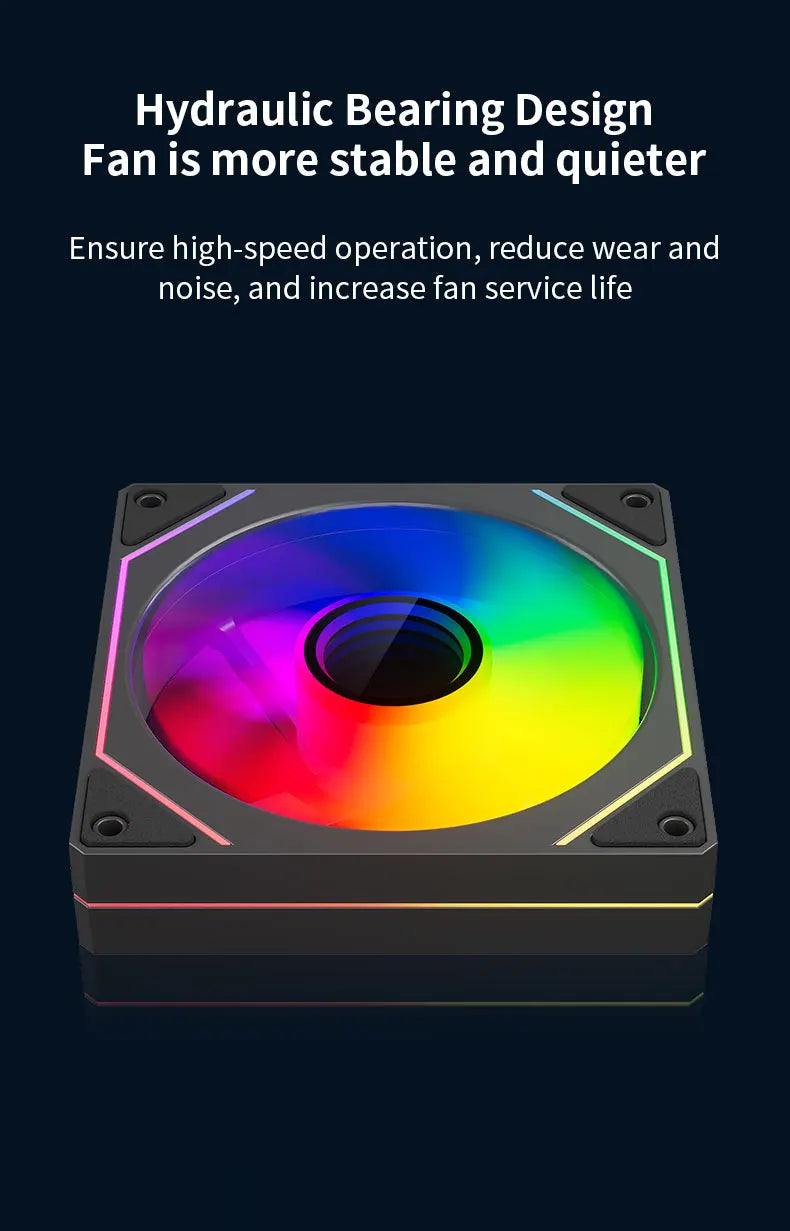 TEUCER LJ-4Pro Computer Case Fan ARGB Mirror Cycle 120mm 4Pin PWM PC Quiet Cooling Fan Low Noise Chassis Fan