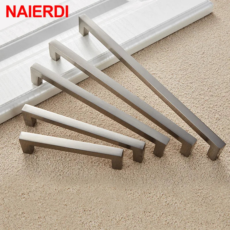 NAIERDI Aluminum Alloy Kitchen Door Handles Cabinet Handles Drawer Knobs Wardrobe Door Handles Brushed Modern Style Hardware
