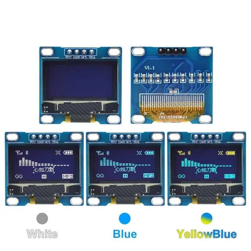 0.96" Inch OLED Display Screen Module I2C IIC 128x64 SS - D - 1306 3.3V-5V Blue/blue Yellow/White for Arduino ESP32 ESP8266