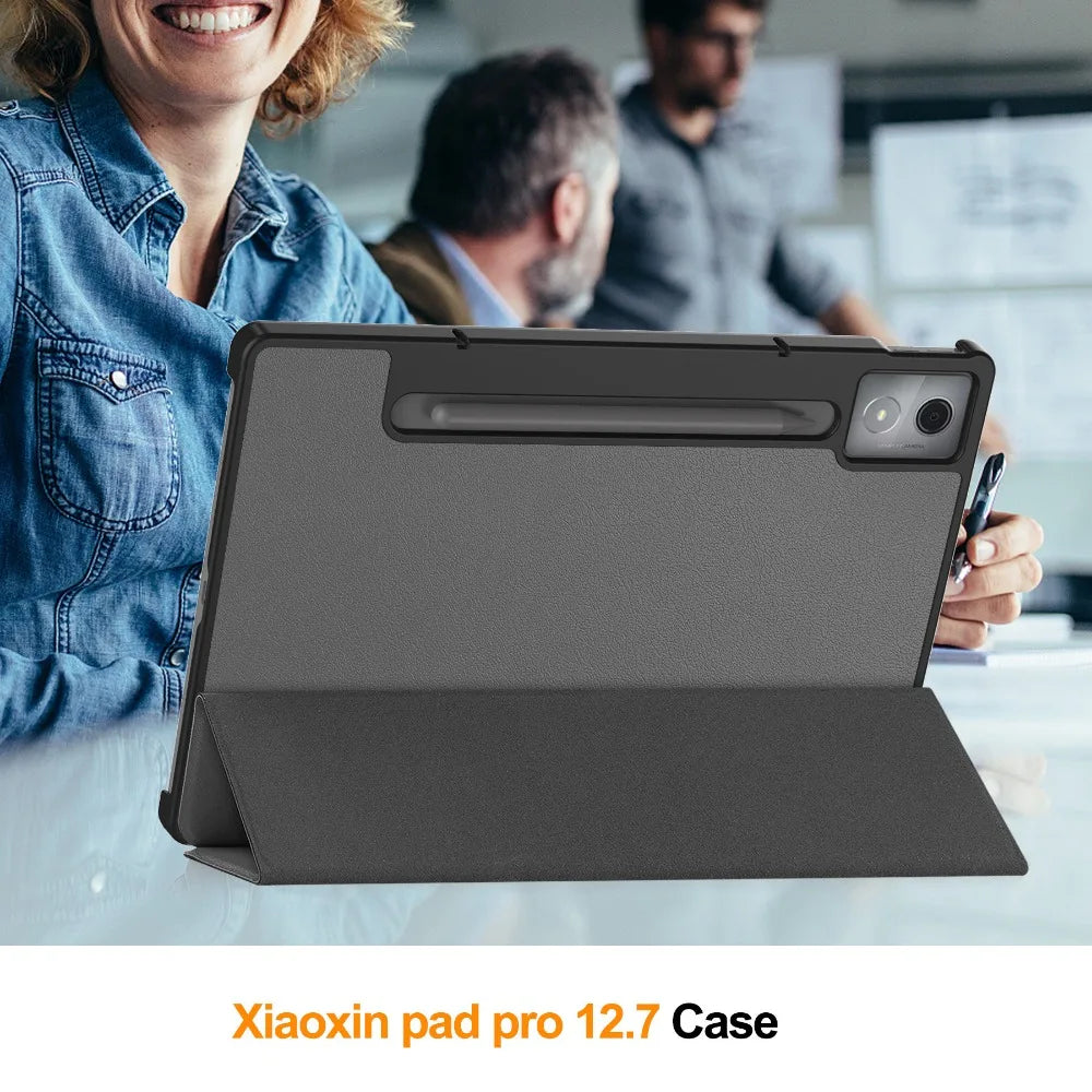 For Xiaoxin Pad Pro 12.7 2025 Tri-Folding Stand Smart Tablet Case for Lenovo XiaoxinPad Xiaoxin Pad Pro 12.7 2025 Cover funda