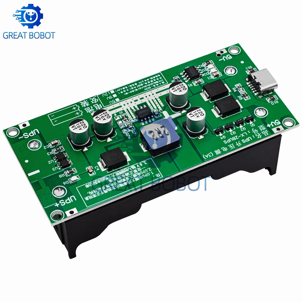 BS Type-C 15W 3A 18650 Lithium Battery Charger Module DC-DC Step Up Booster Fast Charge UPS Power Supply / Converter 5V 9V 12V